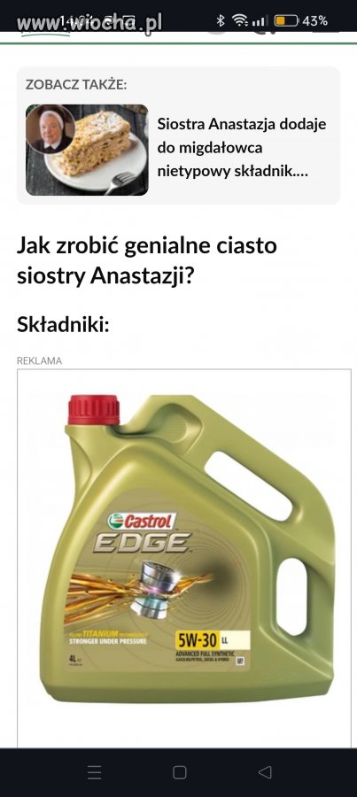 Składniki ciasta siostry Anastazji 