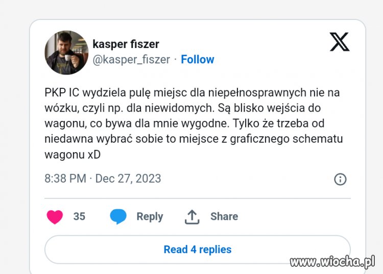 Niewidomy koleś vs PKP Intercity. 