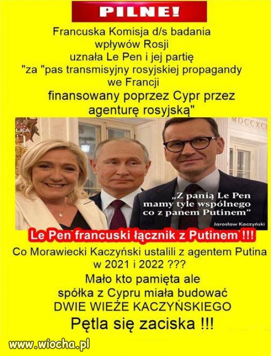 Kaczyński: "Z panią Le Pen mamy tyle wspólnego co z Putinem"