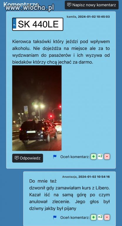Pijany kierowca taxi. 