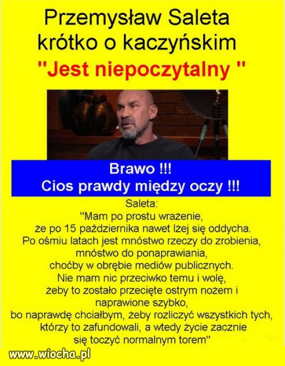 Przemysław Saleta krótko o kaczyńskim "Jest niepoczytalny "