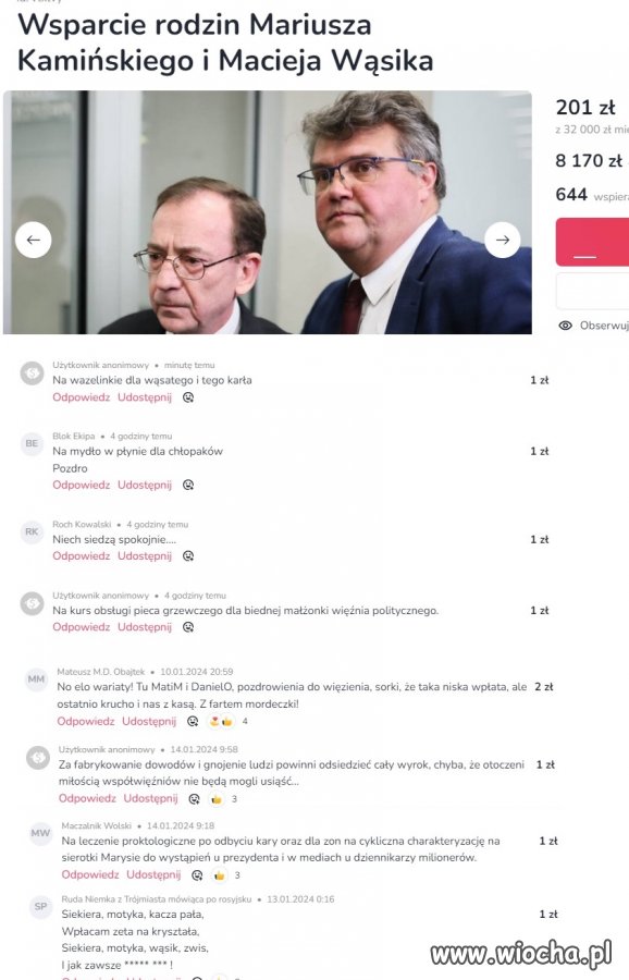 Zrzutka na wypłaty dla przestępców