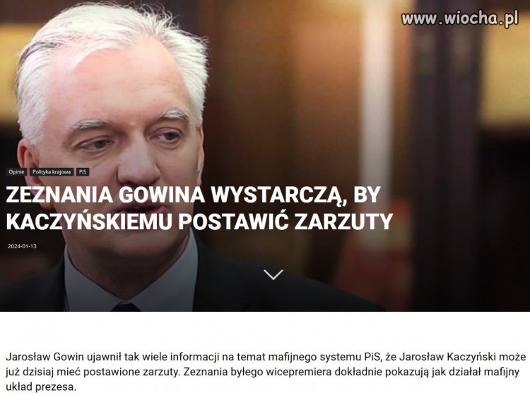 Gowina zniszczono tak, jak niszczono Leppera.