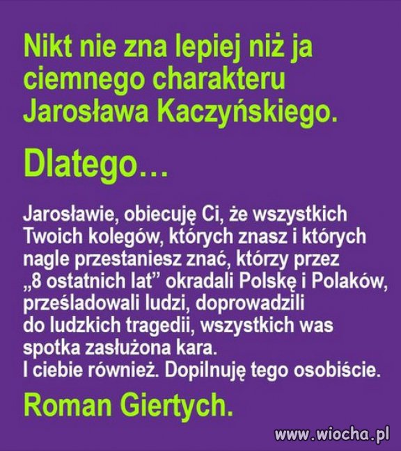 Roman Giertych do Kaczyńskiego. MISTRZ!
