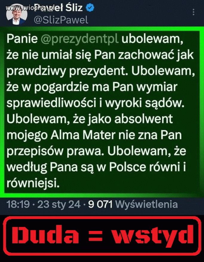 Anżej ty jesteś dupa, a nie prezydent