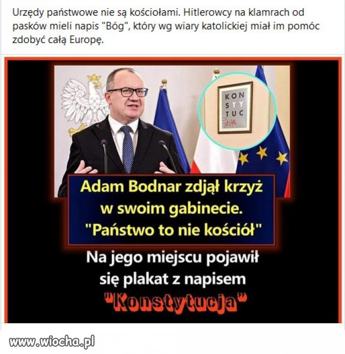 W żadnym kościele nie ma godła państwowego ani flagi państwowej