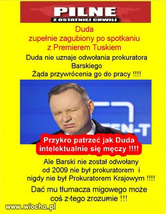 Duda  zupełnie zagubiony po spotkaniu z Premierem Tuskiem