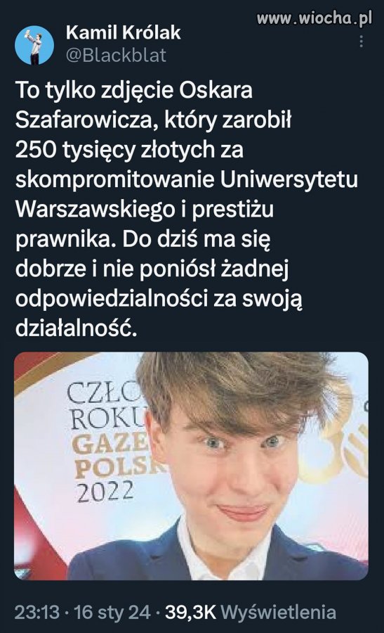 Oskarek przechodni już wolny ...