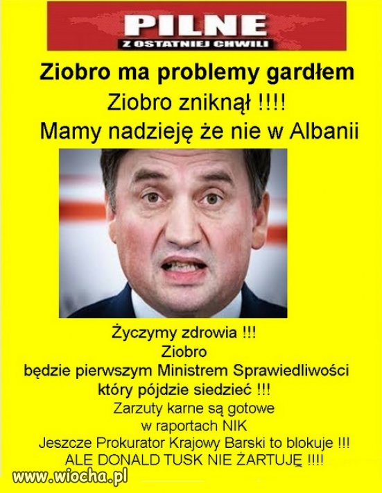 Ziobro symbol bezprawia i niesprawiedliwości Mafii PiSu!