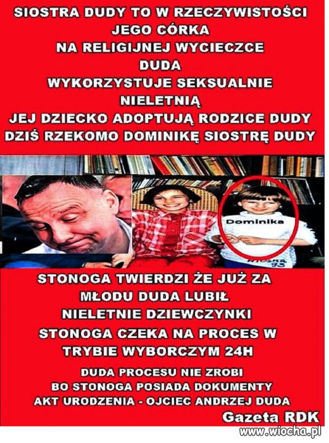 Stonoga twierdzi bowiem, że Dominika Duda