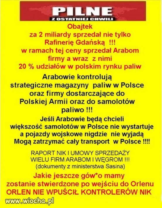 Obajtek i PiS działali na szkodę bezpieczeństwa Polski!