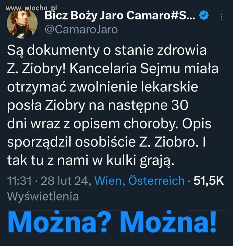 Tylko niezależna komisja lekarska może stwierdzić obecny stan zdrowia Ziobry. 