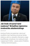 Być może warto rozważyć pozbawienie go doktoratu 