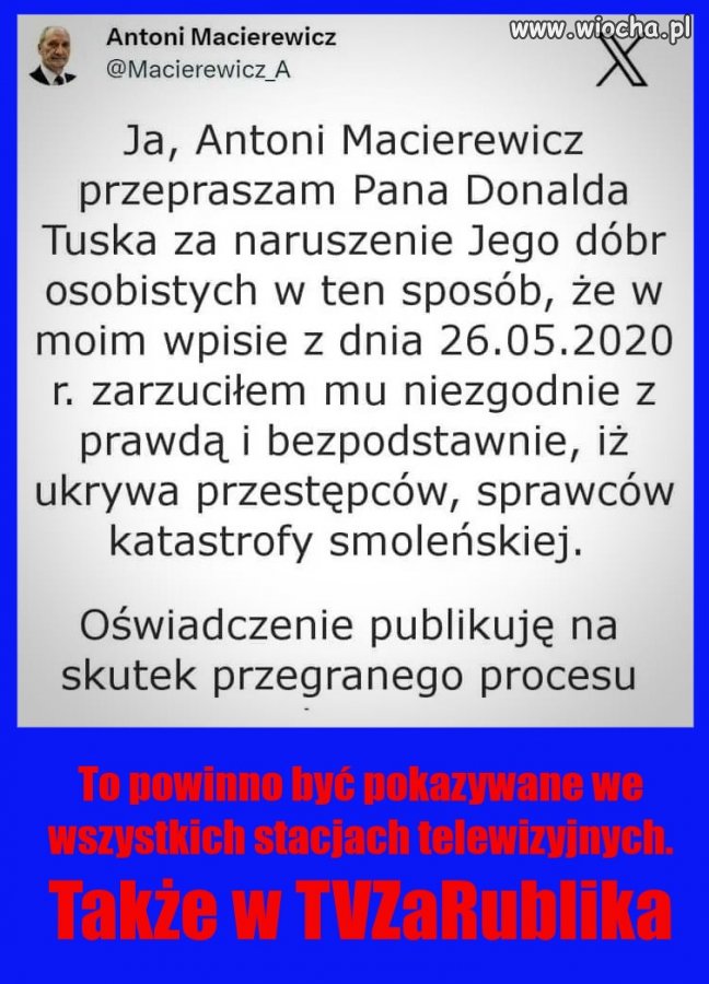 Z ''głębi serca'' płynące przeprosiny