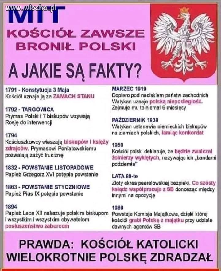 Kościół zawsze działa na szkodę Polski.