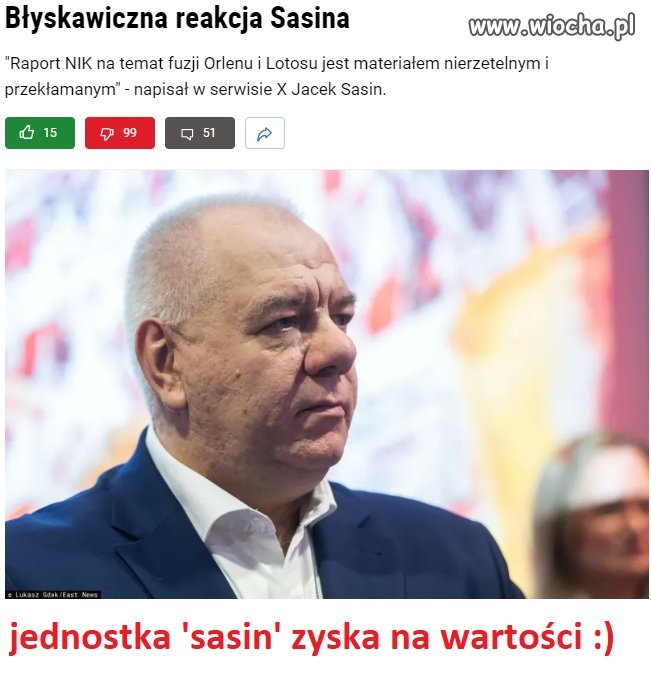 "sasin" to już nie nędzne 70 baniek 