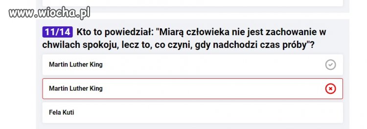 Quiz - możliwość wyboru.