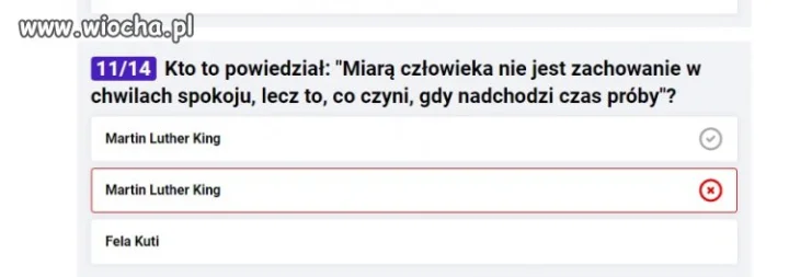 Quiz - możliwość wyboru.