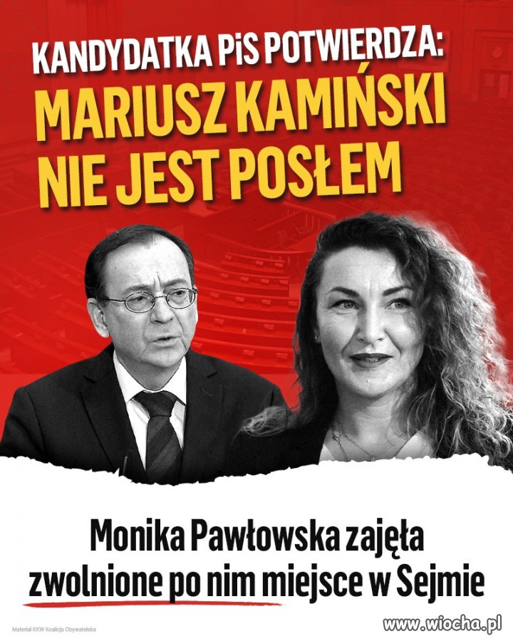 Miejsce w Sejmie po Mariuszu Kamińskim zostanie zajęte 