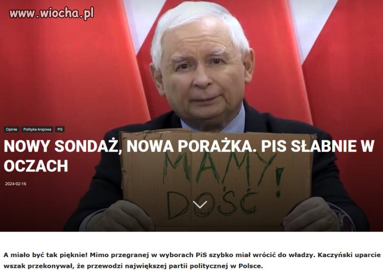 Na drugim miejscu znalazł się PiS z poparciem 24 (!) proc.