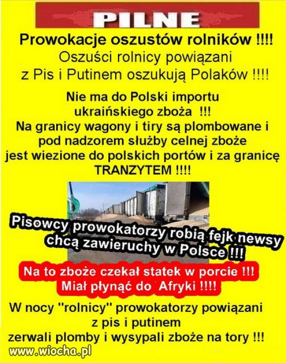 Czy rolnicy to poźyteczni idioci, dywersji PiSu i Putina?