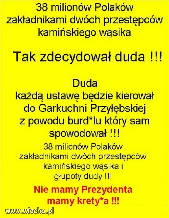 Nie wstyd Wam Polacy, sami go wybraliscie, dwa razy!