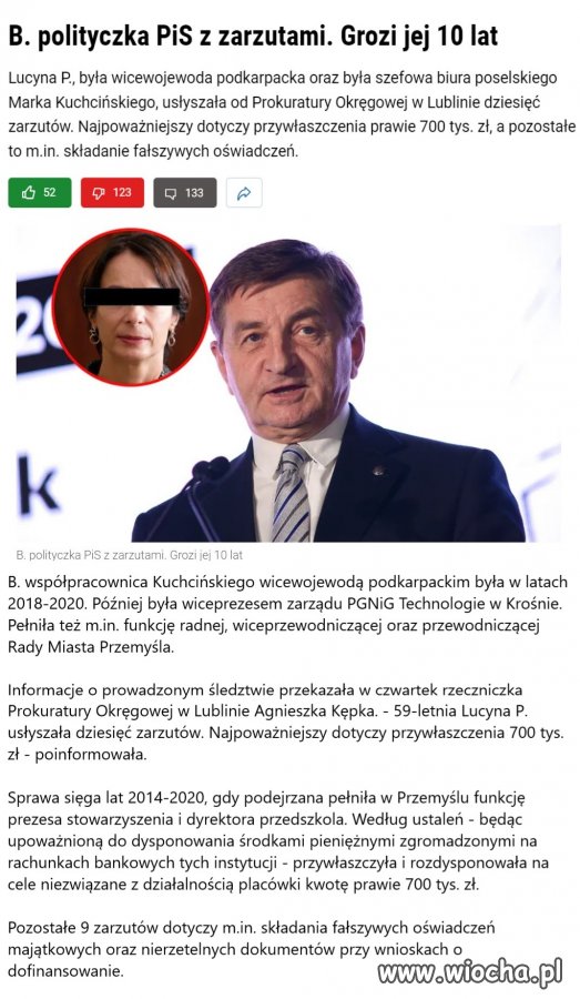 B. polityczka PiS z zarzutami. Grozi jej 10 lat