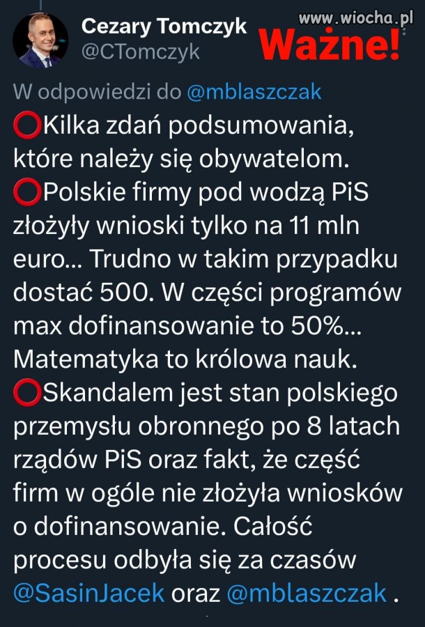 Dobre rady Mateusz i Błaszczyk dają a sami nic nie złożyli