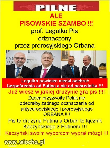 Putinowski order dla Legutki, za wykonanie zadania