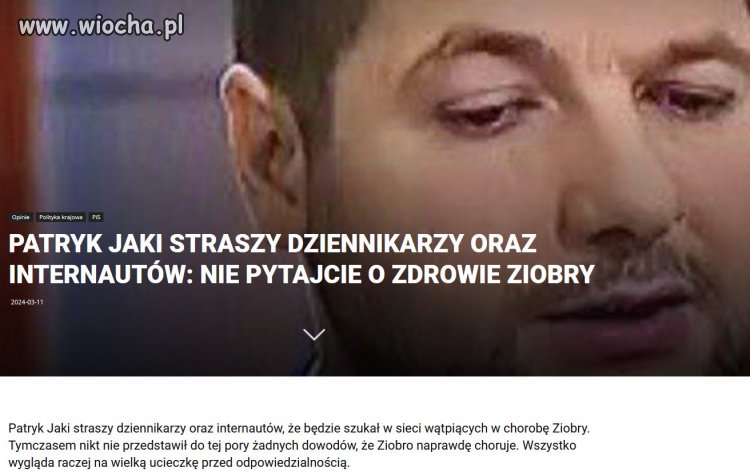 Mistyczna choroba Ziobry...Zero dowodów!