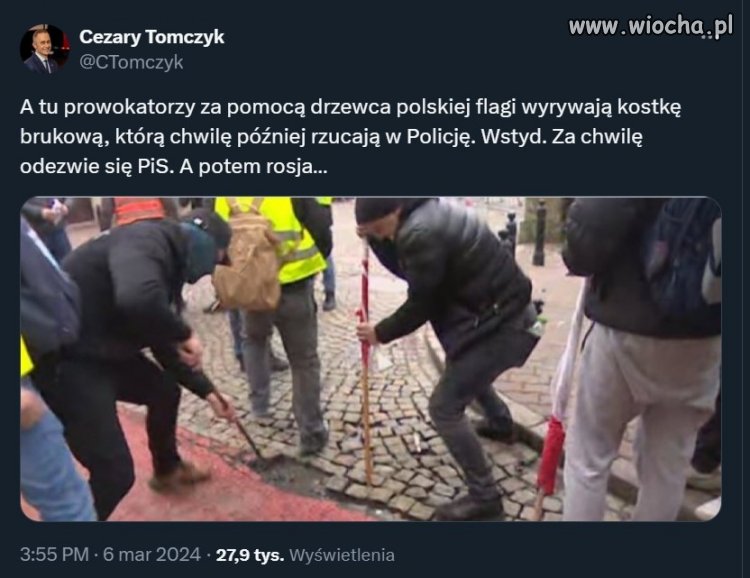 Chwilę temu Kanthak w sejmie mówił że policja rzuca kostka brukowa w rolników