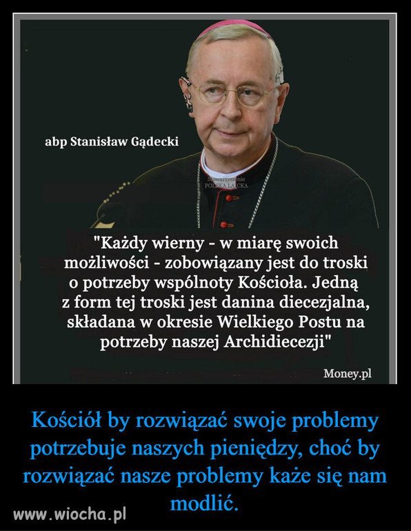 Czas żeby sekta kościoła, modliła się o kasę...