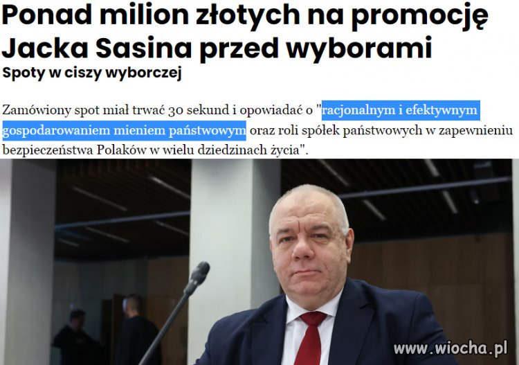 Sasin 70 milionów i racjonalne wydawanie kasy