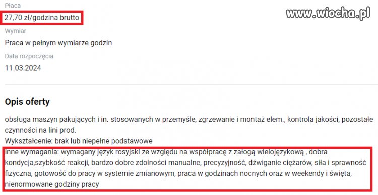 Oferta pracy czy poszukiwanie niewolnika?