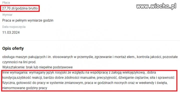Oferta pracy czy poszukiwanie niewolnika?