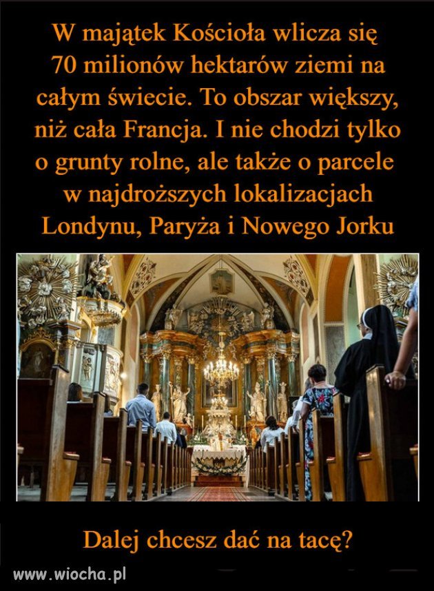 Kościół katolicki największy posiadacz ziemski na świecie...