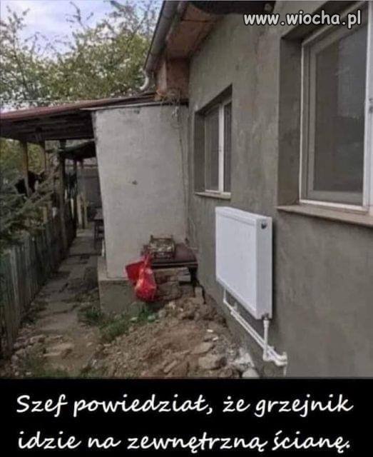 Grzejnik na zewnętrznej ścianie 