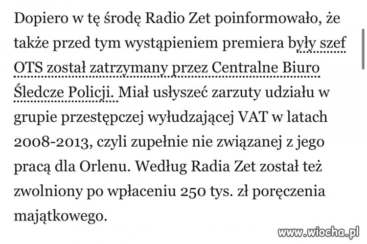 Szef szwajcarskiej spółki Orlenu,