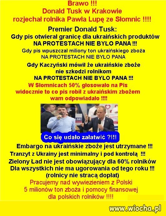 Donald Tusk w Krakowie rozjechał rolnika ...