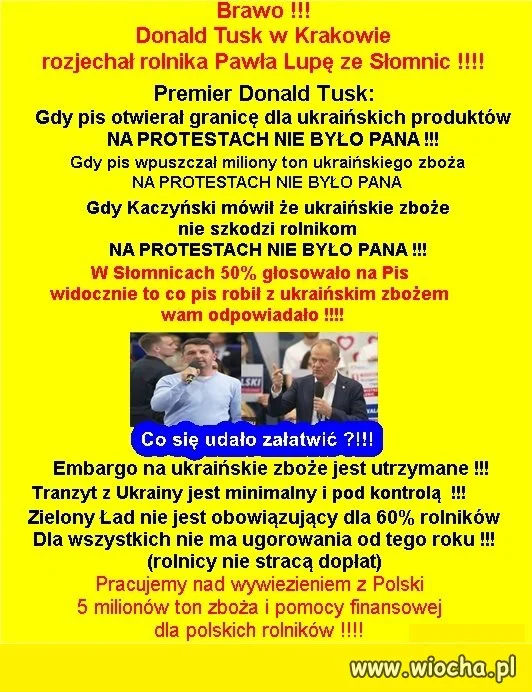 Donald Tusk w Krakowie rozjechał rolnika ...