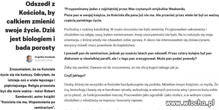 Nie on jeden otworzył oczy...Rzucił seminarium po 6 latach!