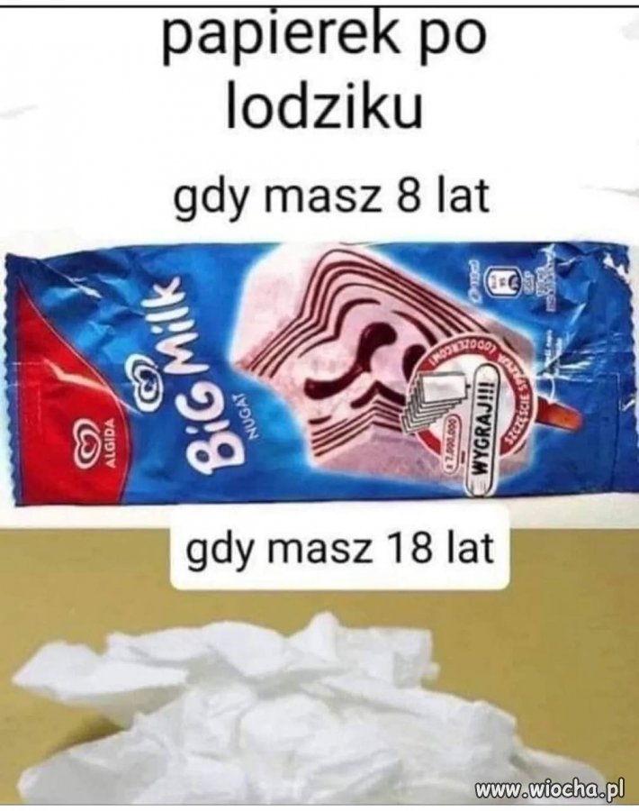 Różny papierek w różnym wieku 