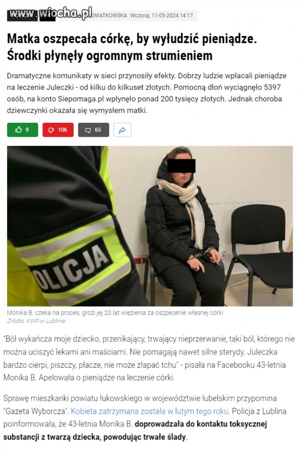 Oszpeciła córkę dla pieniędzy.