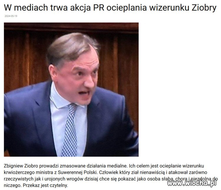 Rzeczywista twarz byłego ministra sprawiedliwości nie zmieniła się.
