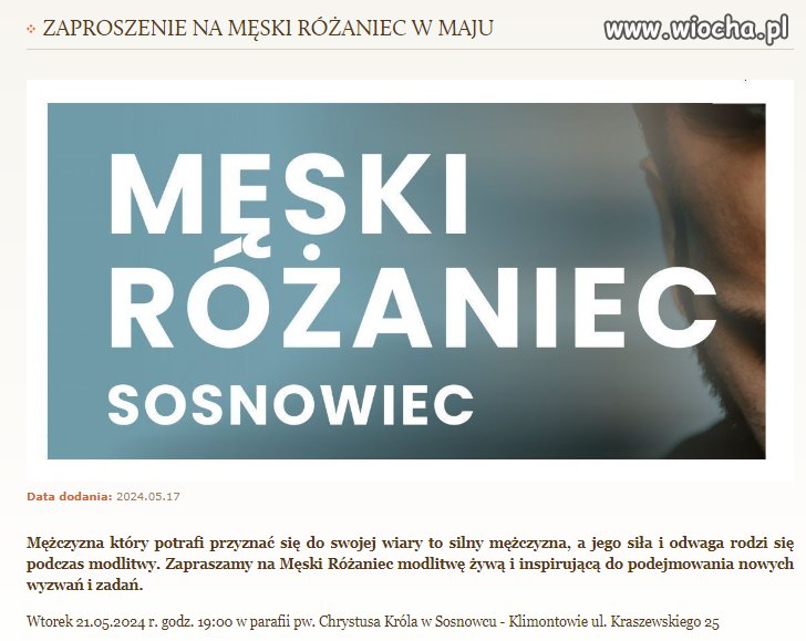 Męski różaniec w diecezji Sosnowieckiej