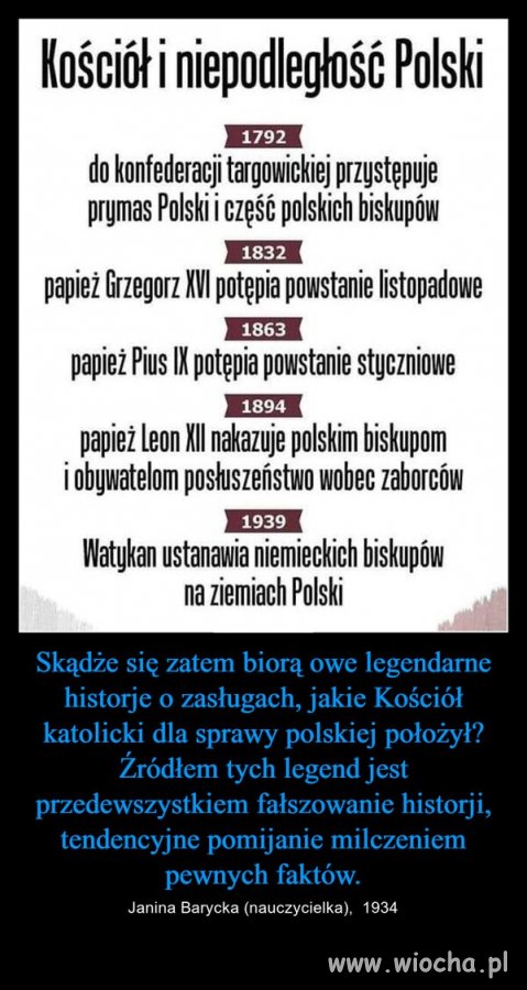 Dla tych, którzy historię znają tylko z ambony ...