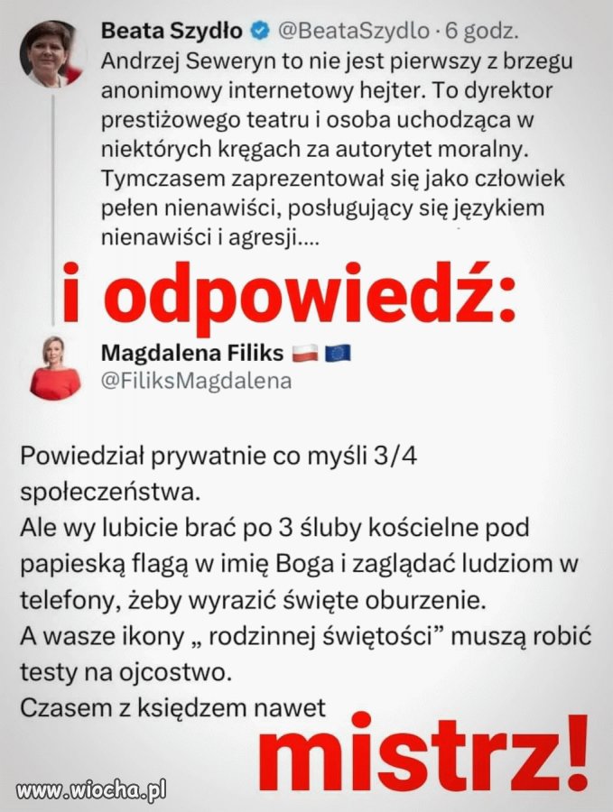 Mistrzowska odpowiedź do Beaty Szydło