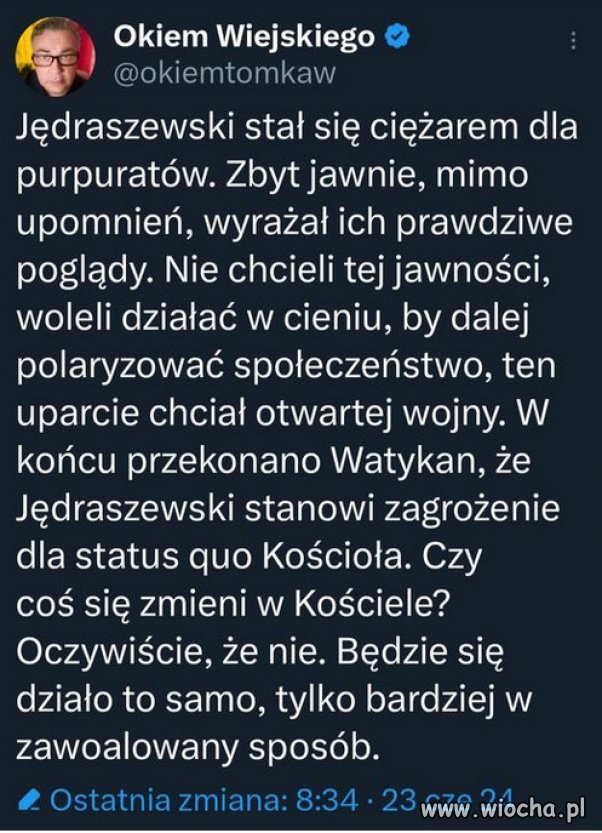 Czy coś się zmieni w Kościele? Oczywiście, że nie.