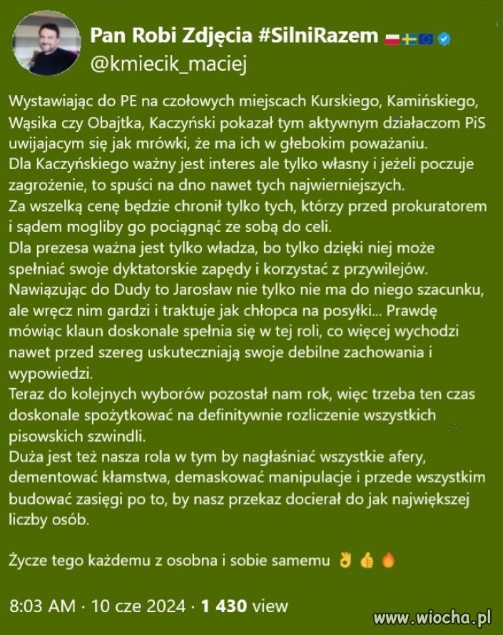 Dla prezesa ważna jest tylko władza, 