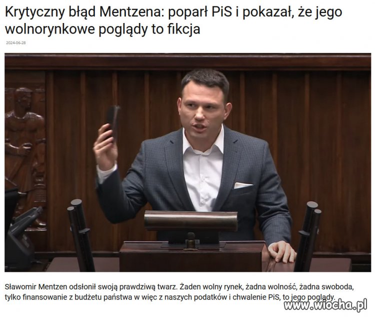 Mentzen popiera lewicowe poglądy PiS...